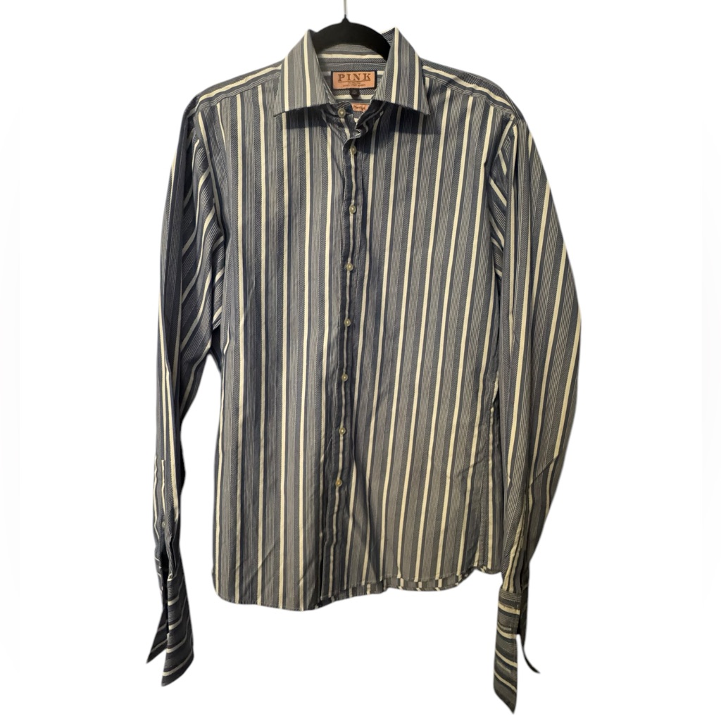 Pink Brand Mens Striped Oxford Size 16